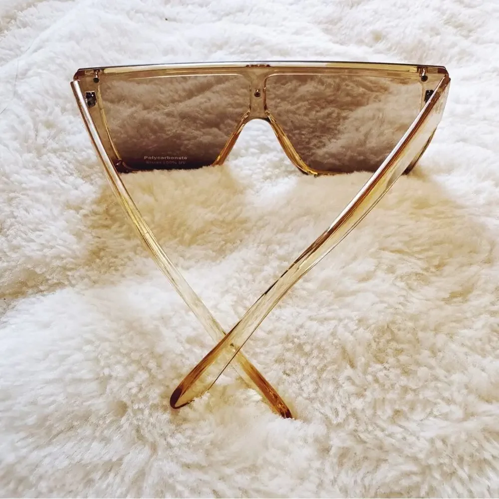 Greta Clear Yellow Oversized Statement Sunglasses